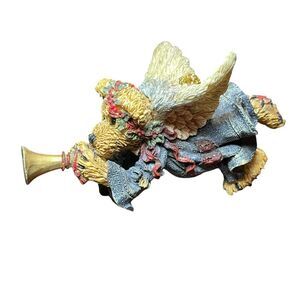 Boyd's Bearstone 1993 Christmas Ornament Faith Angel Bear Trumpet 211228 Vintage